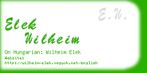 elek wilheim business card